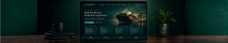 Desktop website design created for a maritime company