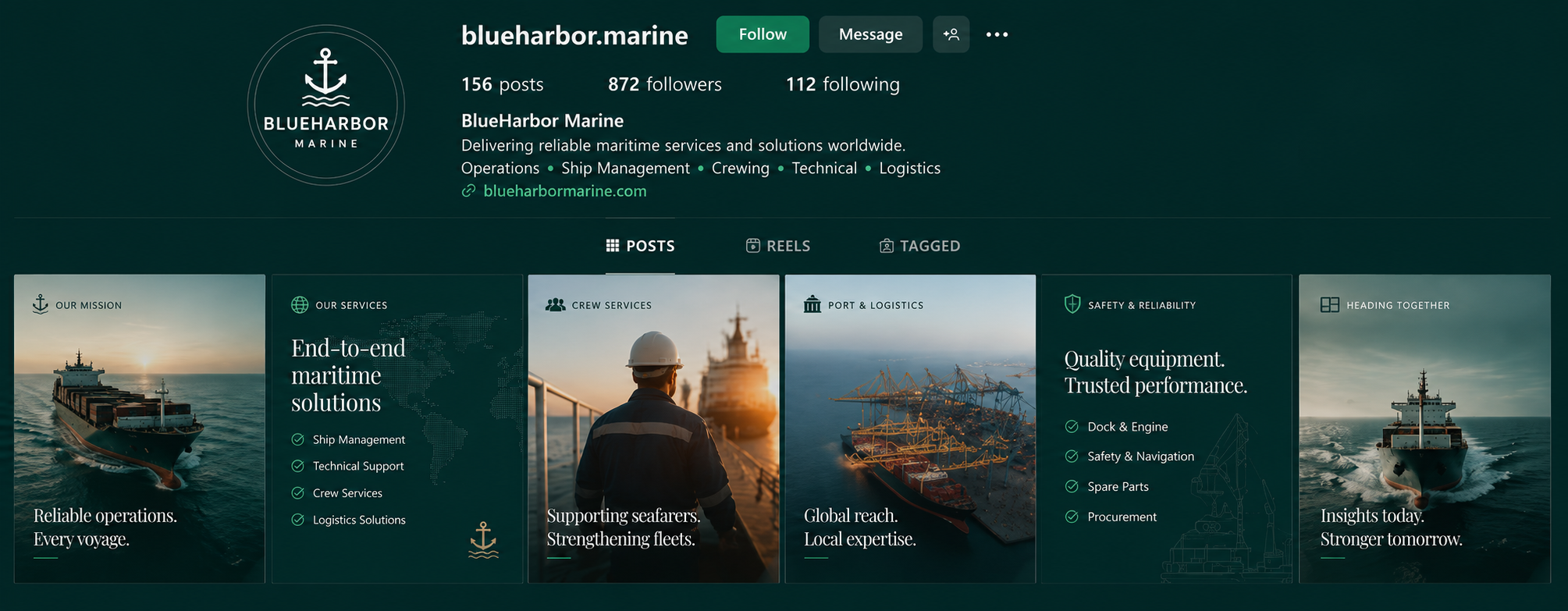Instagram content created for a maritime brand
